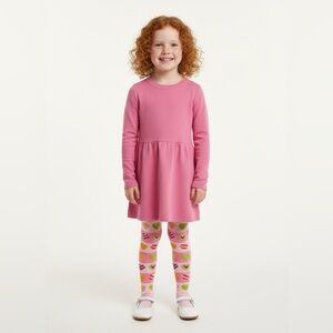 Nowa Lli Girls Colorful Heart Patterned Pink Tights 12M 2Y 4Y 6Y